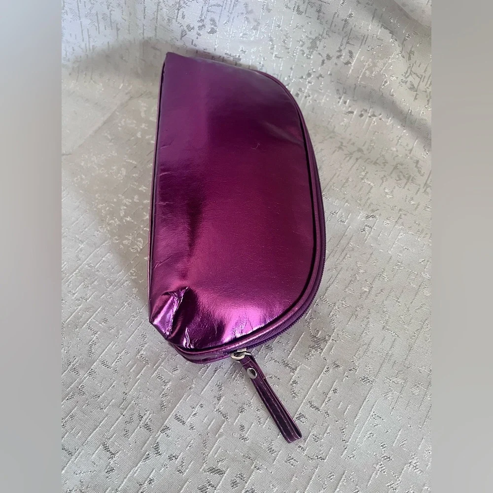 Purple Cosmetic Bag with Curved Shape and Sheen